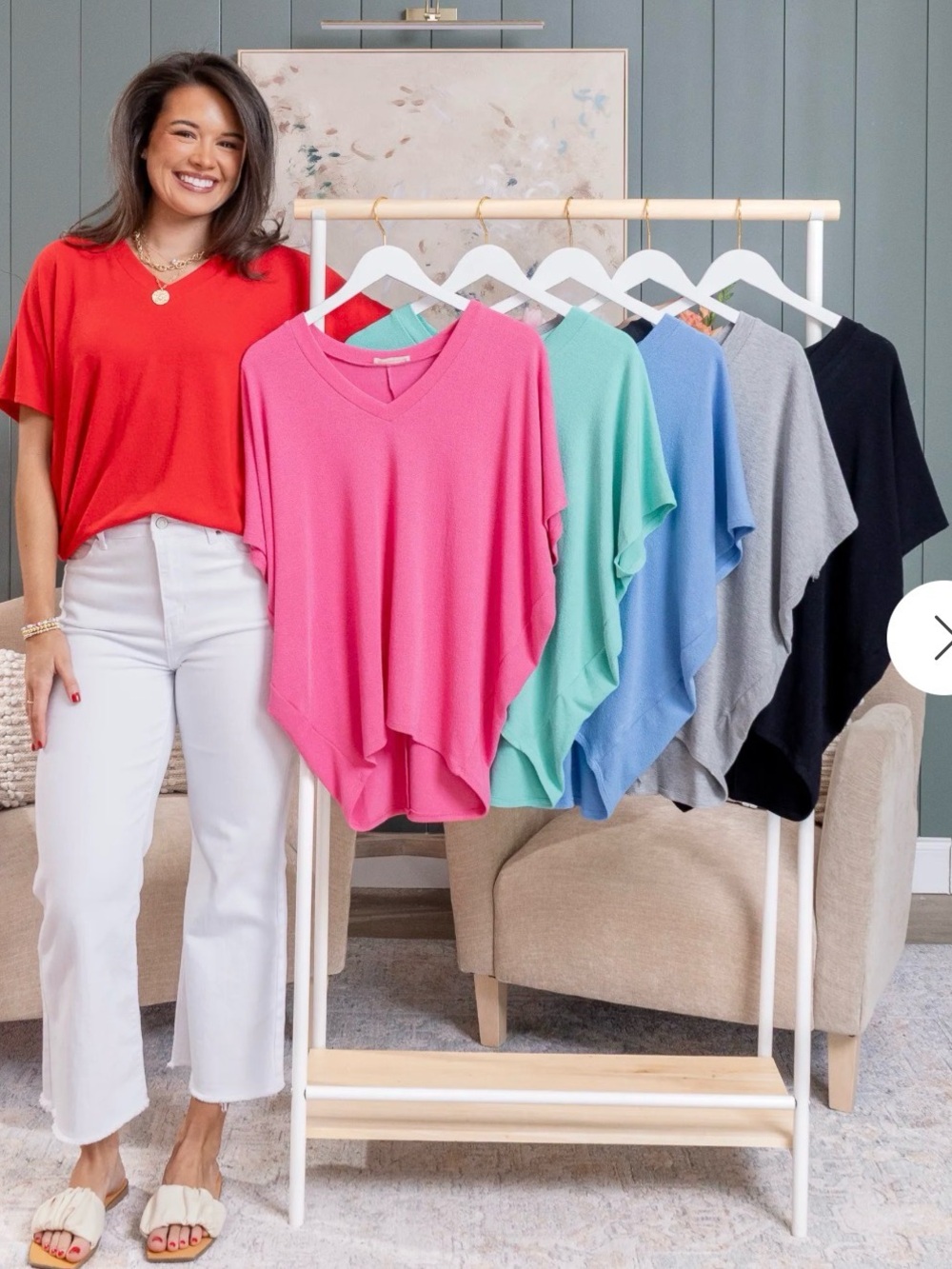 Charlotte Avery Baby Blue Short Dolman Sleeve Knit Top